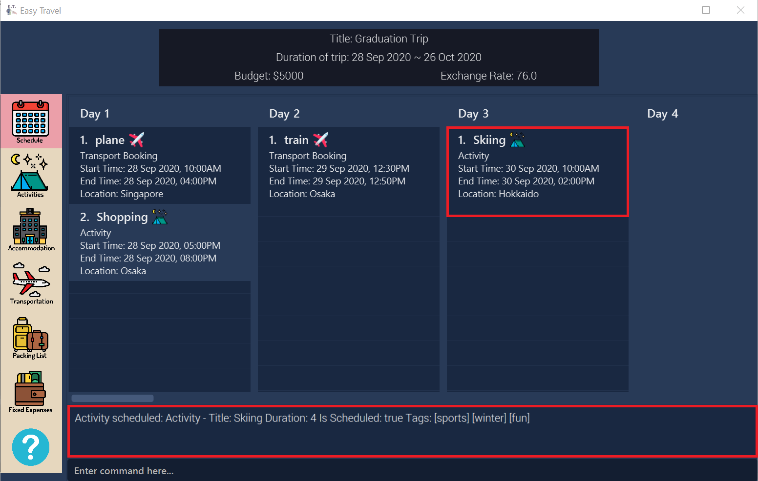 outcome schedule